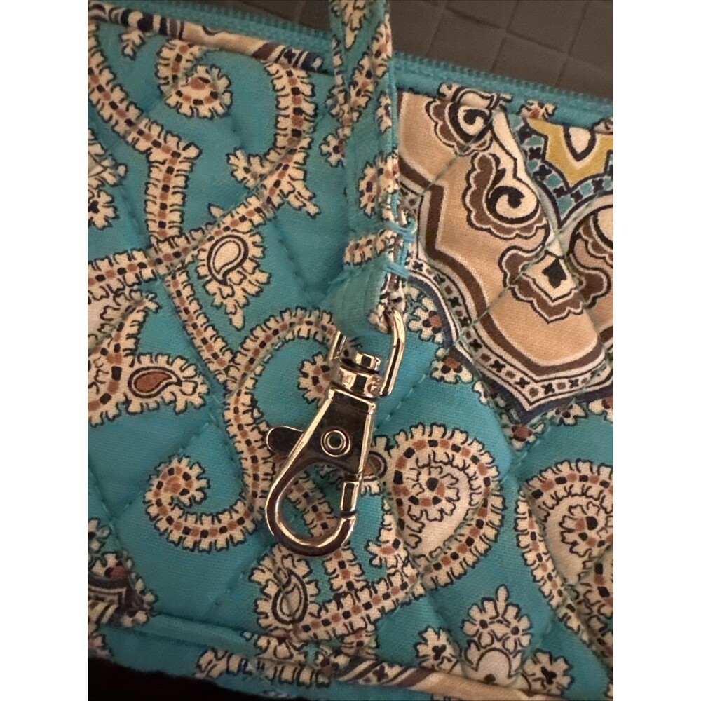 VINTAGE VERA BRADLEY RARE RETIRED Peacock Paisley FABRIC ZIP WALLET COIN PURSE - Picture 5 of 9